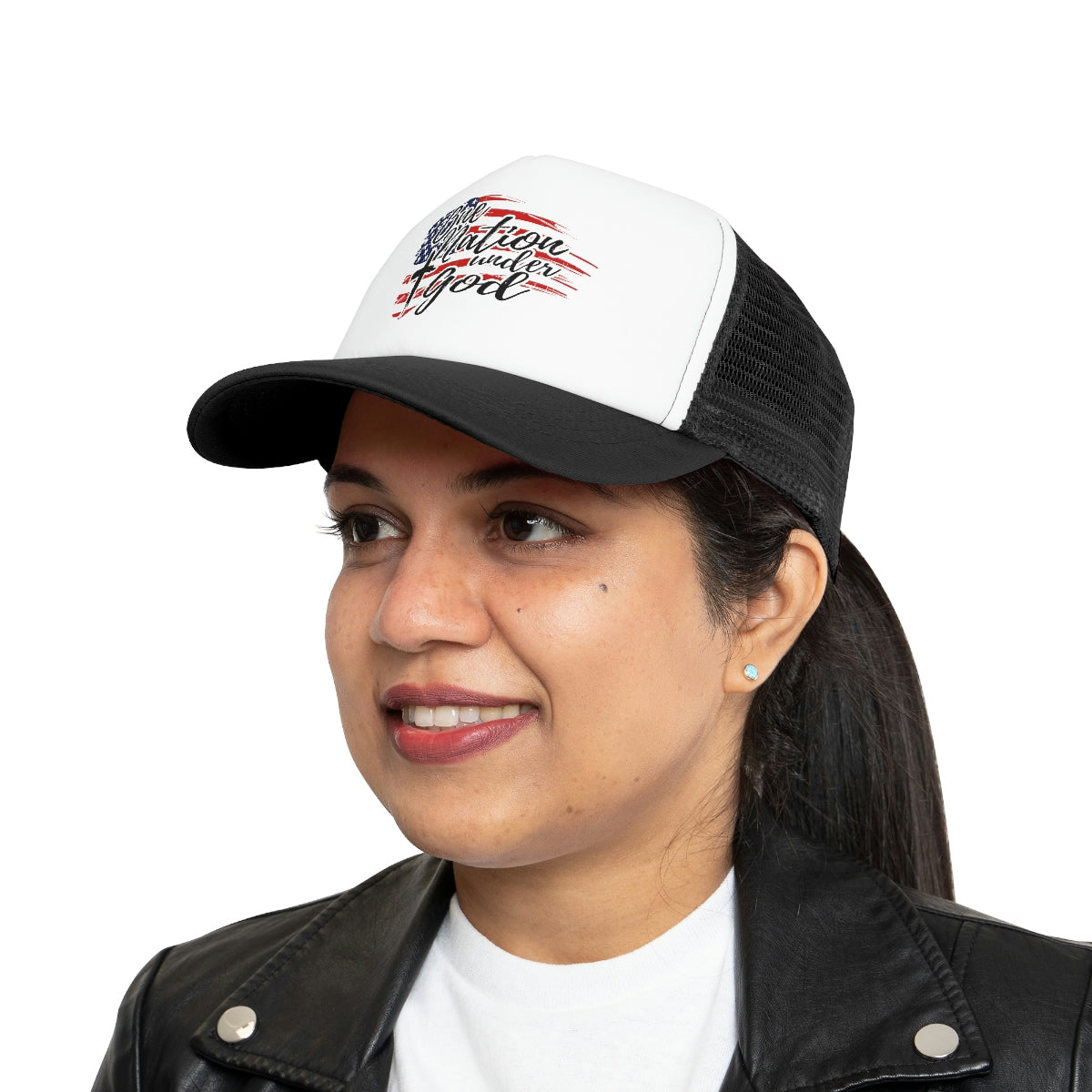 One Nation Under God Trucker Snap Back Hat image 11