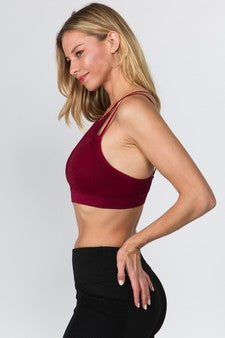 Yelete Women's High Neck Mesh Overlay Sports Bra image 2
