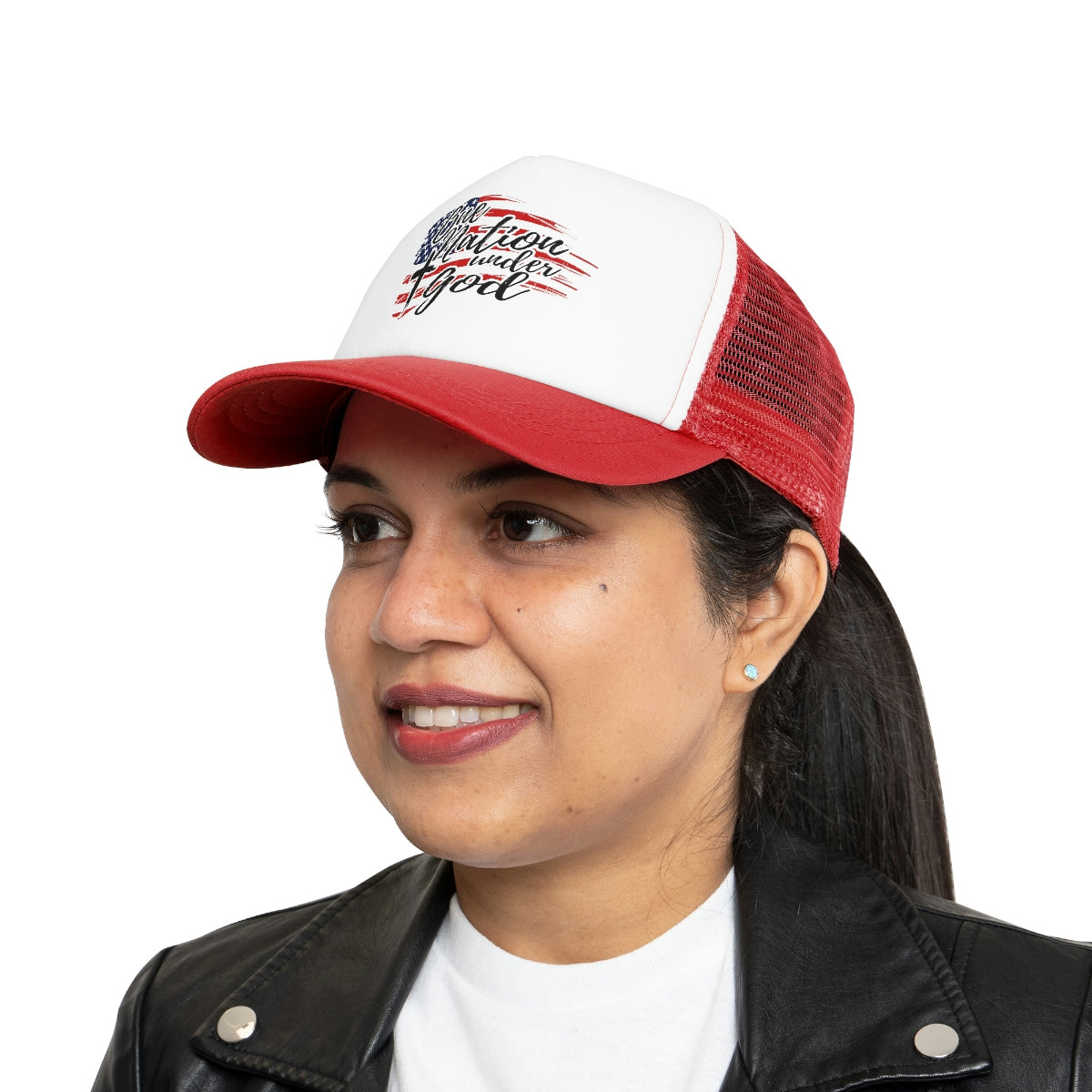 One Nation Under God Trucker Snap Back Hat image 7