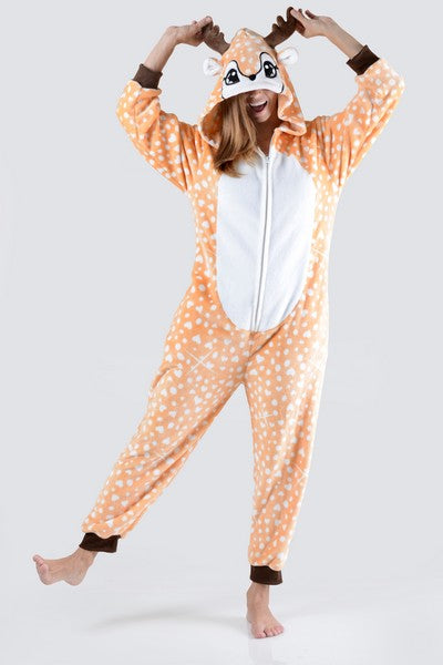Yelete Women's Spotted Heart Reindeer Animal One Piece image 3