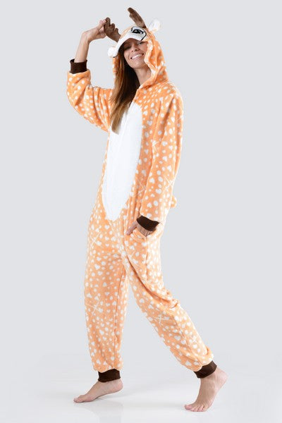 Yelete Women's Spotted Heart Reindeer Animal One Piece image 0