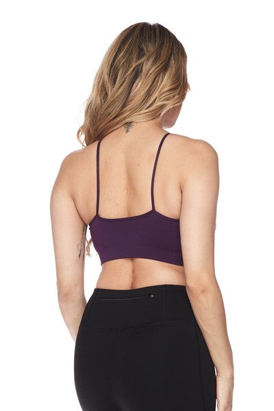 Yelete Women’s Active Seamless Caged Neck Sports Bra-Plum image 1