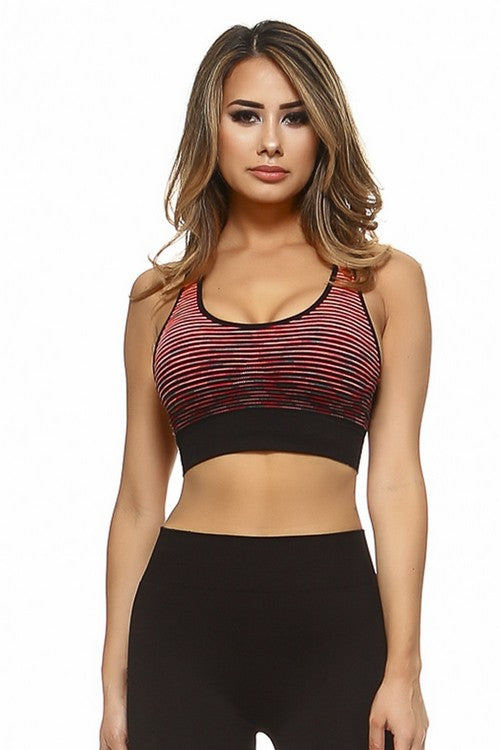 Yelete Women’s Ombre Stripe Sports Bra image 1