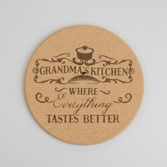 Grandmas Kitchen 8 inch Round Cork Trivet