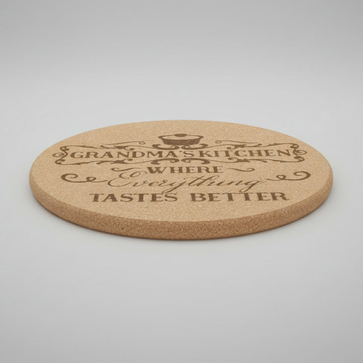 Grandmas Kitchen 8 inch Round Cork Trivet