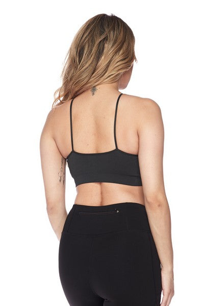 Yelete Women’s Active Seamless Caged Neck Sports Bra-Charcoal image 1