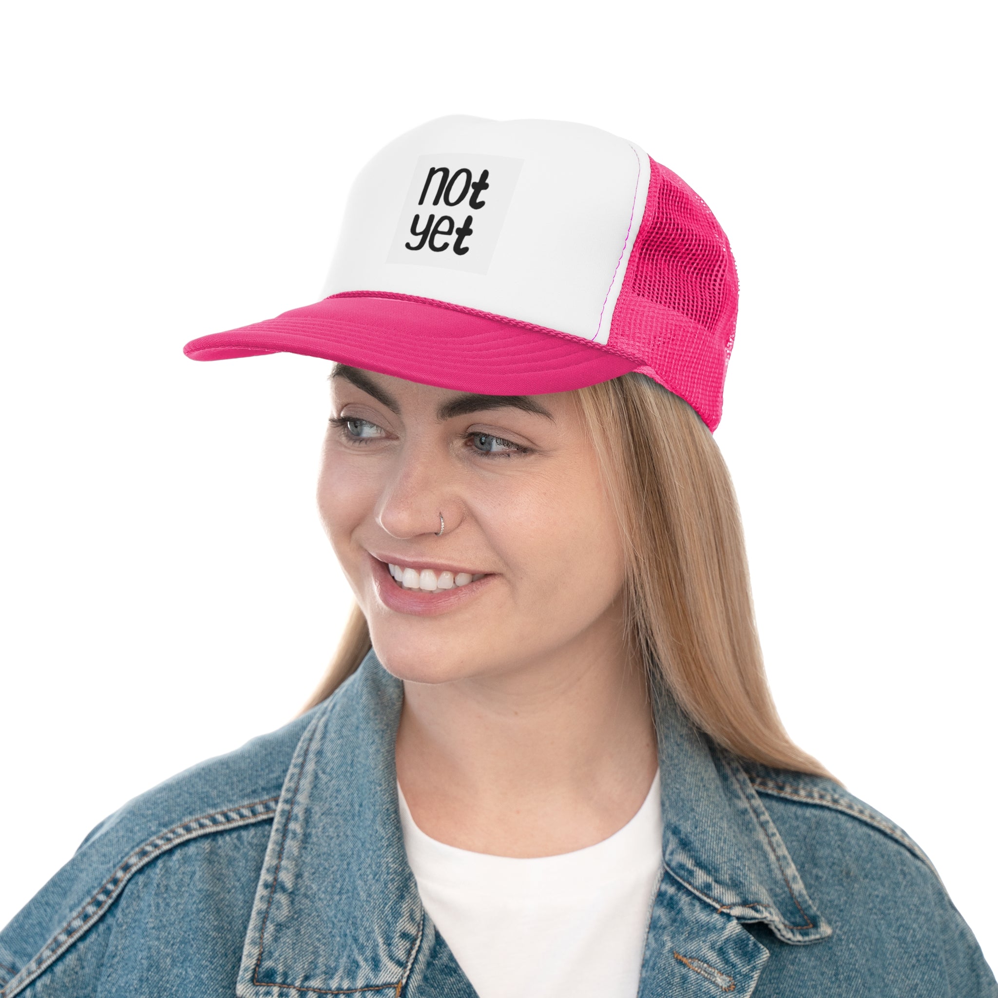 Not Yet Trucker Cap - Motivational Black and White Hat for Everyday Wear image 6