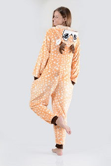 Yelete Women's Spotted Heart Reindeer Animal One Piece image 1