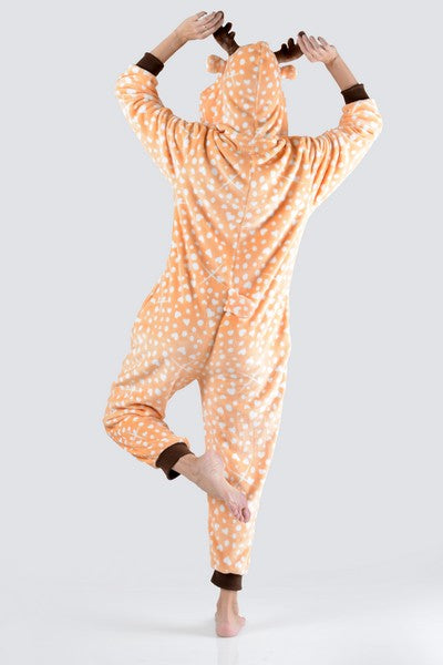 Yelete Women's Spotted Heart Reindeer Animal One Piece image 2