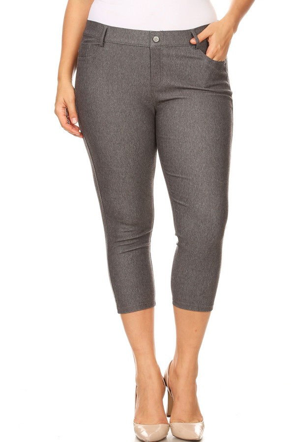 Women's Classic Solid Capri Jeggings   3XL image 0