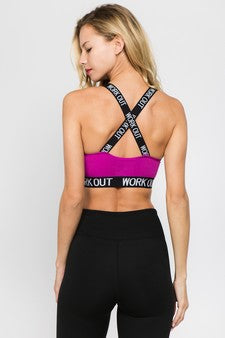 Yelete Women's "Work Out" Logo Band Athletic Sports Bra image 2