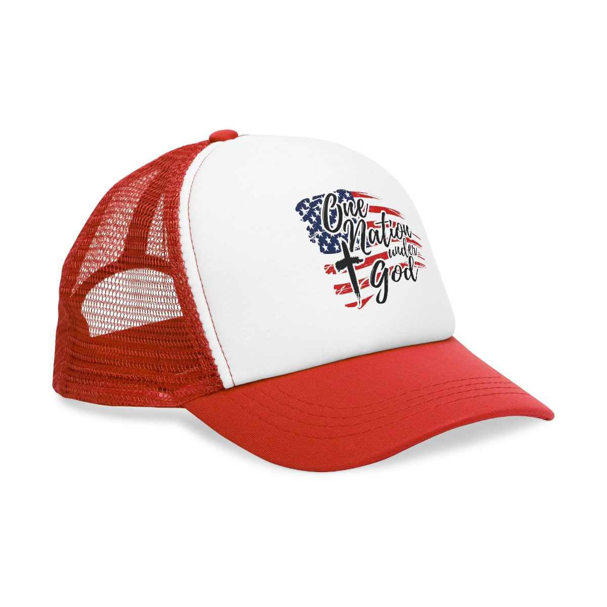 One Nation Under God Trucker Snap Back Hat image 4